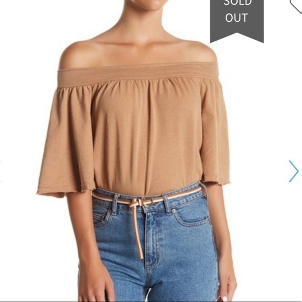 ELODIE French terry off the shoulder top